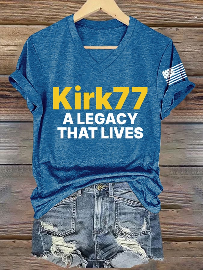 V-Neck Retro A Legacy That Lives Print T-Shirt