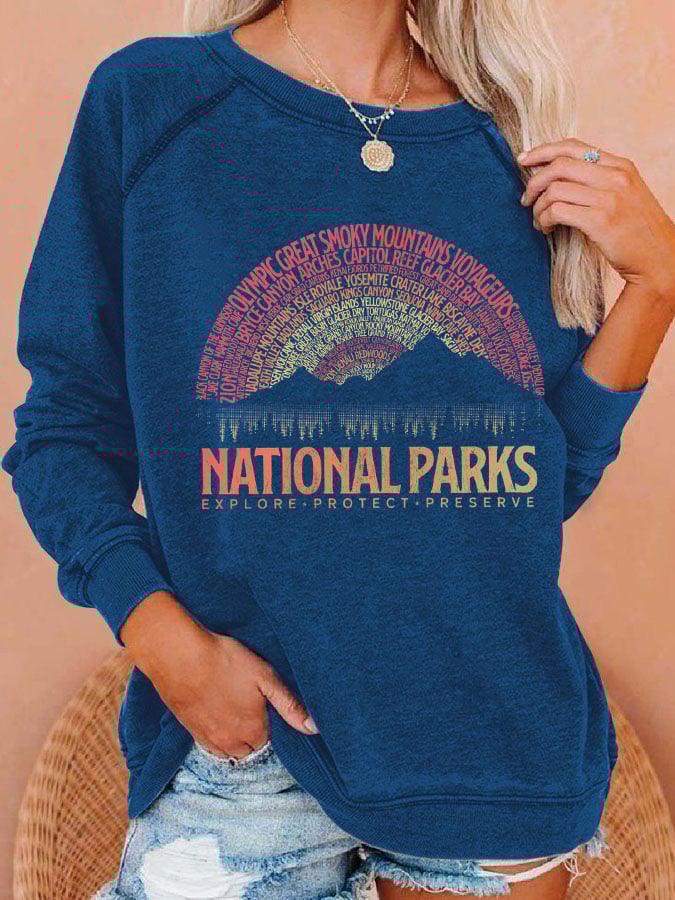 Women's National Parks Explore, Protect, Preserve Print Casual Sweatshirt