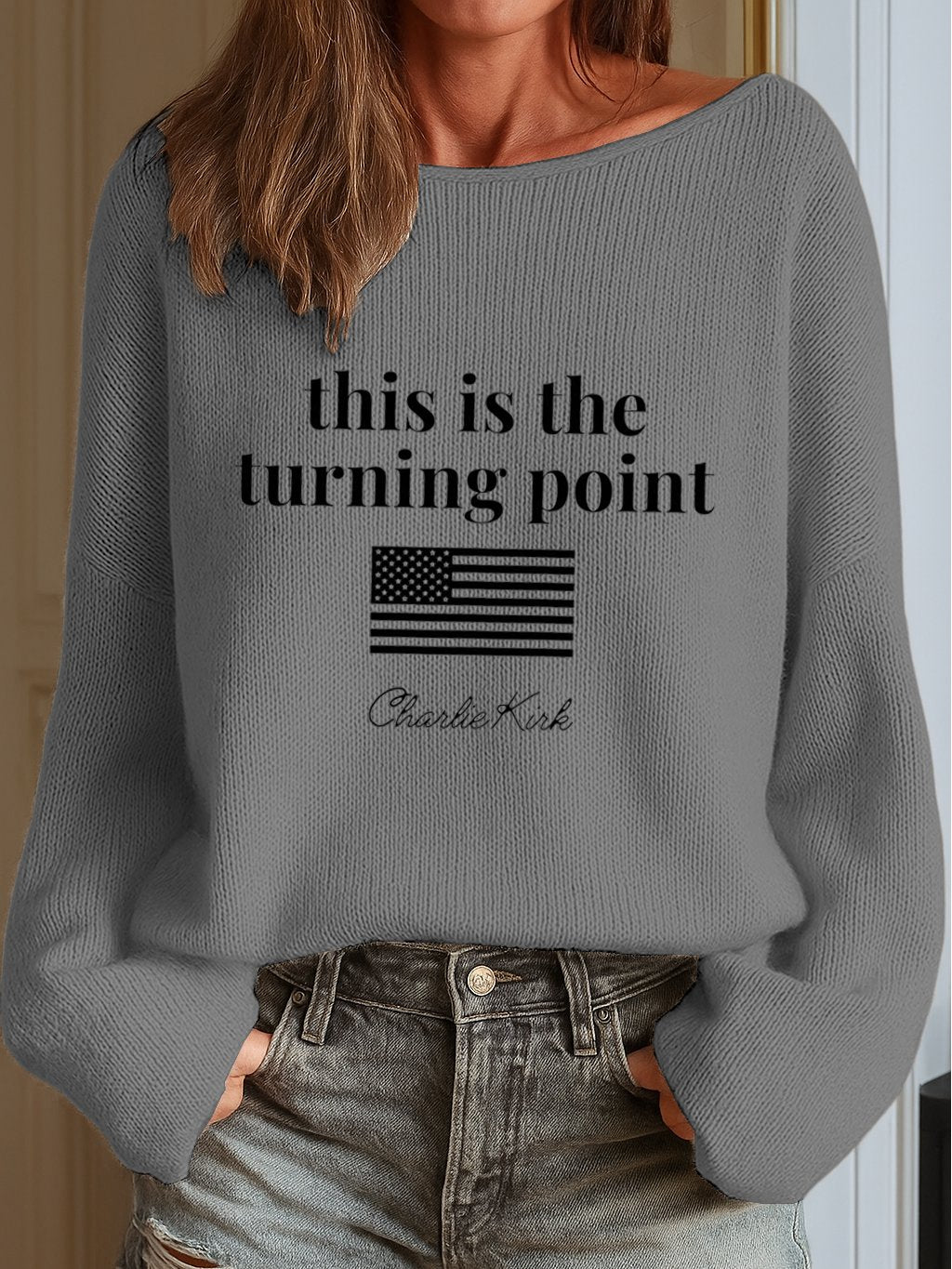 Women's This Is The Turning Point Print Knit Top