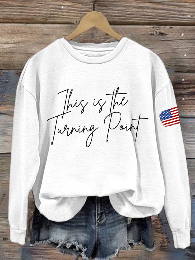 Retro This Is The Turning Point Print Sweatshirt