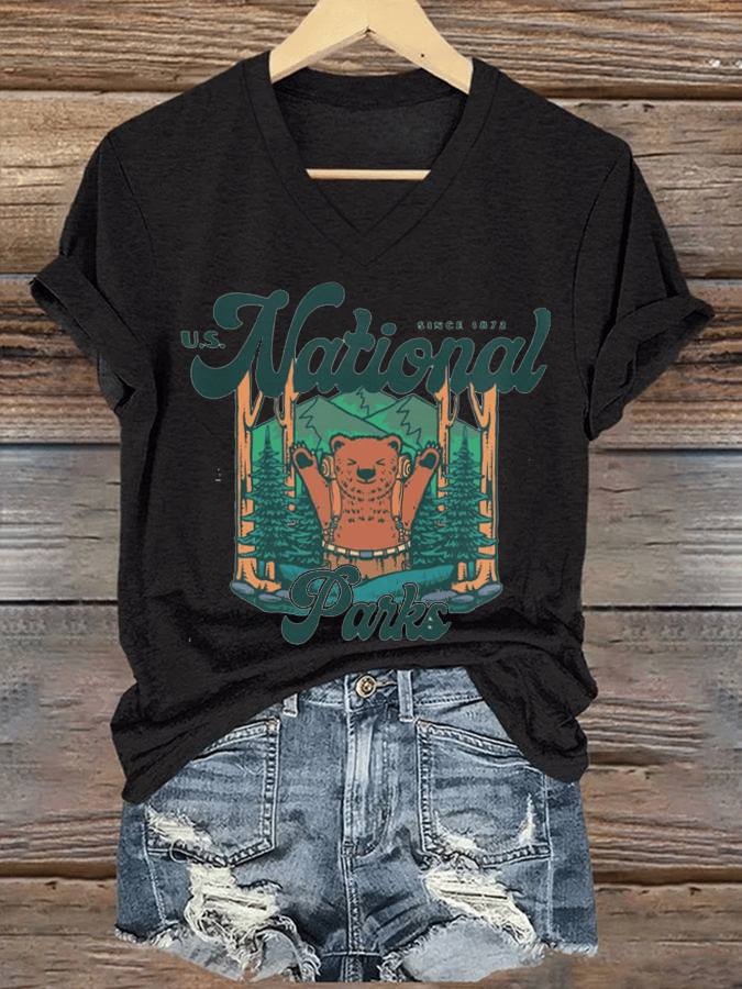 Women's Protect National Parks Print V-Neck T-Shirt