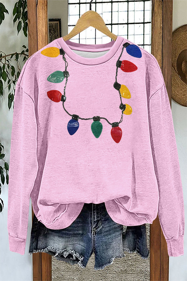 Funny Christmas Lights Print Sweatshirt