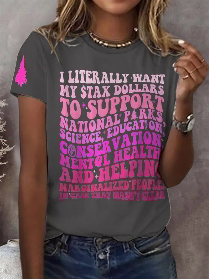 Women's Support National Parks Print Round Neck T-Shirt