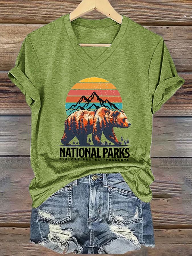 Women's National Parks Explore, Protect, Preserve Print V-Neck T-Shirt