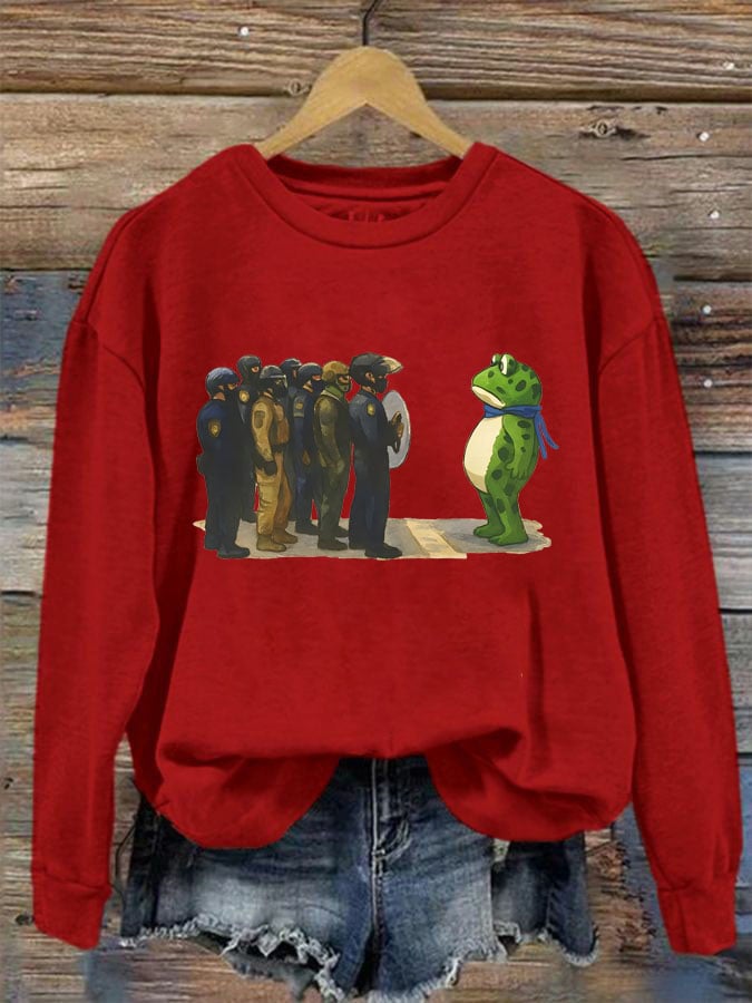 Women's Portland Frog Print Casual Sweatshirt