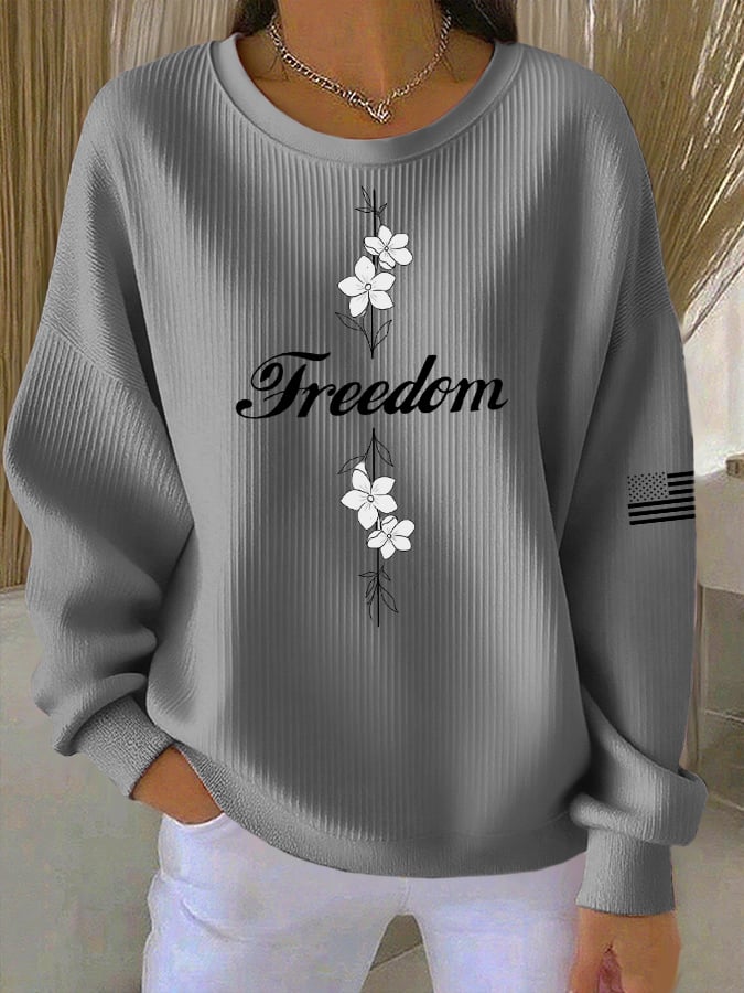 Women's Casual Freedom Faith Textured Sweatshirt