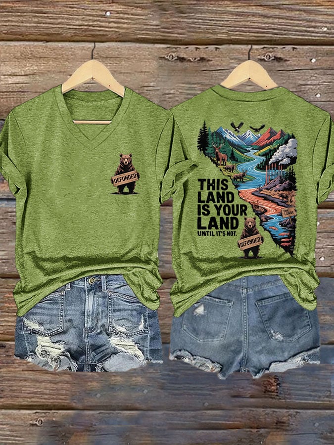 Women's This Land Is Your Land Until It's Not Printed T-shirt