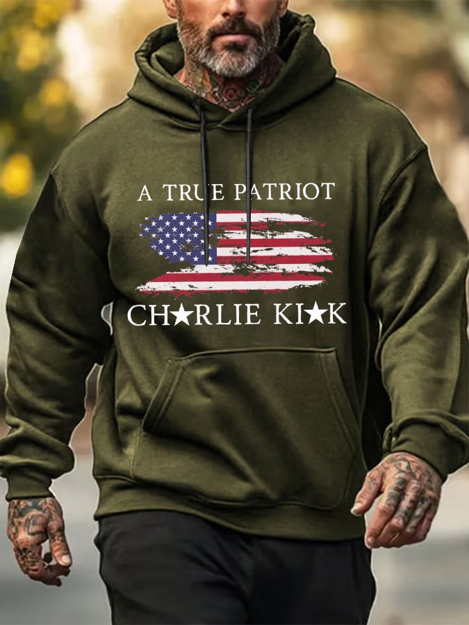Men's Freedom American Flag Print Casuasl Hoodie
