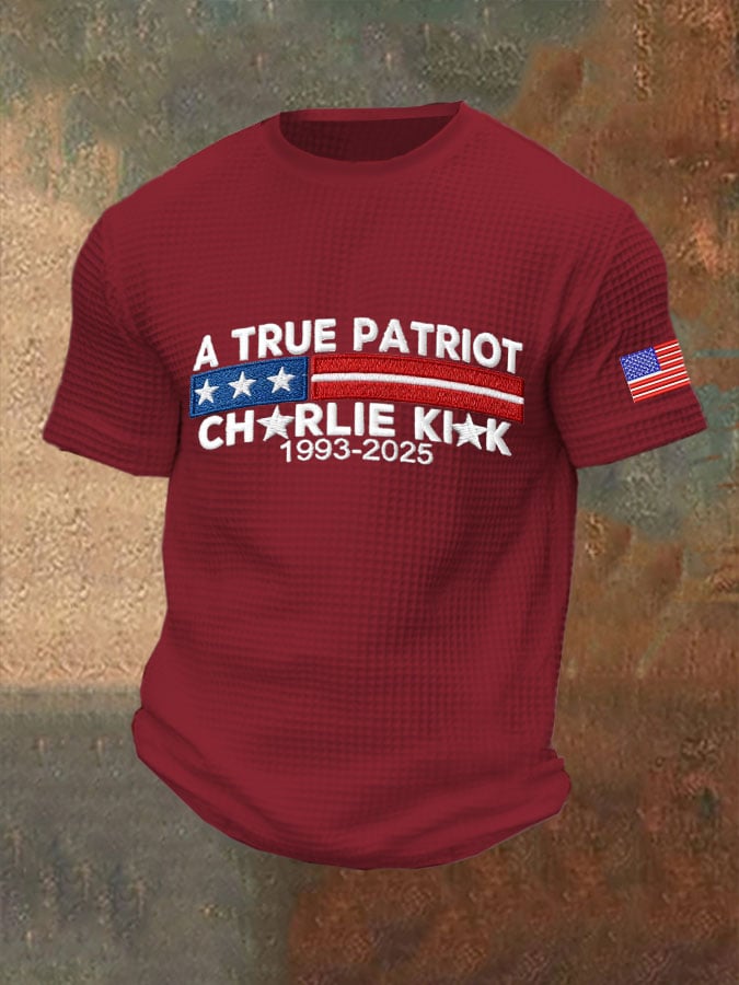 Men's Commemorative Leader A TRUE PATRIOT Waffle T-Shirt