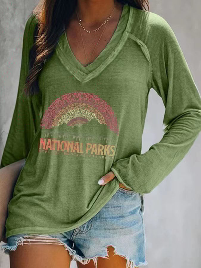 Women's National Parks Explore, Protect, Preserve Print Casual T-shirt