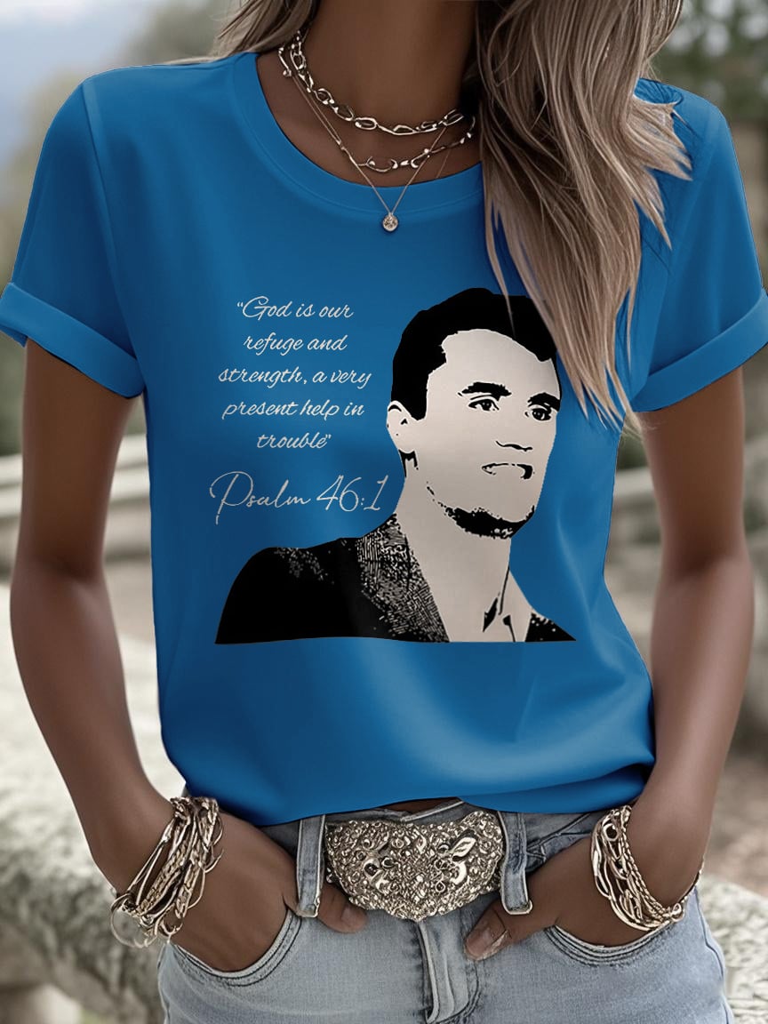 Retro God Is Our Refuge And Strength, A Very Present Help In Trouble Psalm 46:1 Print T-Shirt