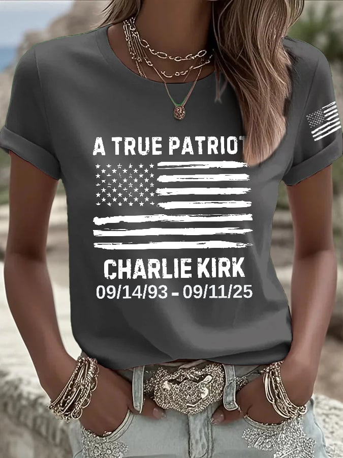 Women's Retro A True Patriot Print T-Shirt