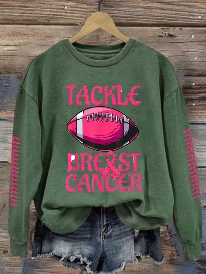Breast Cancer Casual Print Long Sleeve Sweatshirt