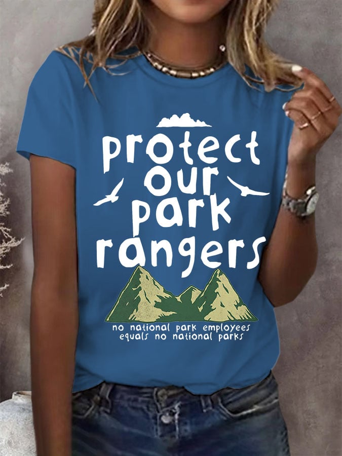 Women's Protect Our Park Rangers Print Round Neck T-Shirt