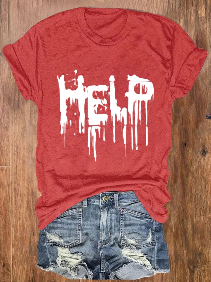 Women's Funny Halloween Blood Stains Help Tee