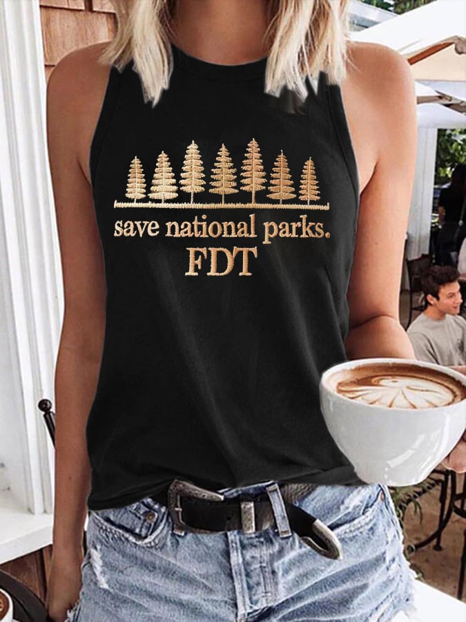 Women's Retro Save National Parks FDT Print Tank Top