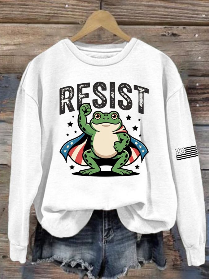 Women's Portland Frog Print Casual Sweatshirt