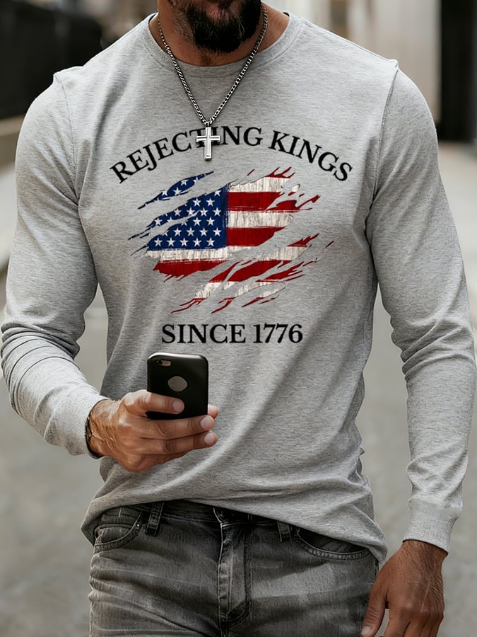 Men'S “Rejecting Kings Since 1776” Print Casual T-Shirt