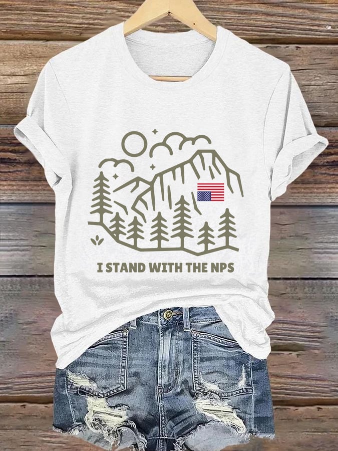 Retro I Stand With The NPS National Park Support Print T-Shirt