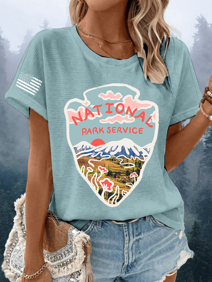 Women's National Park Service Waffle Crew Neck T-Shirt