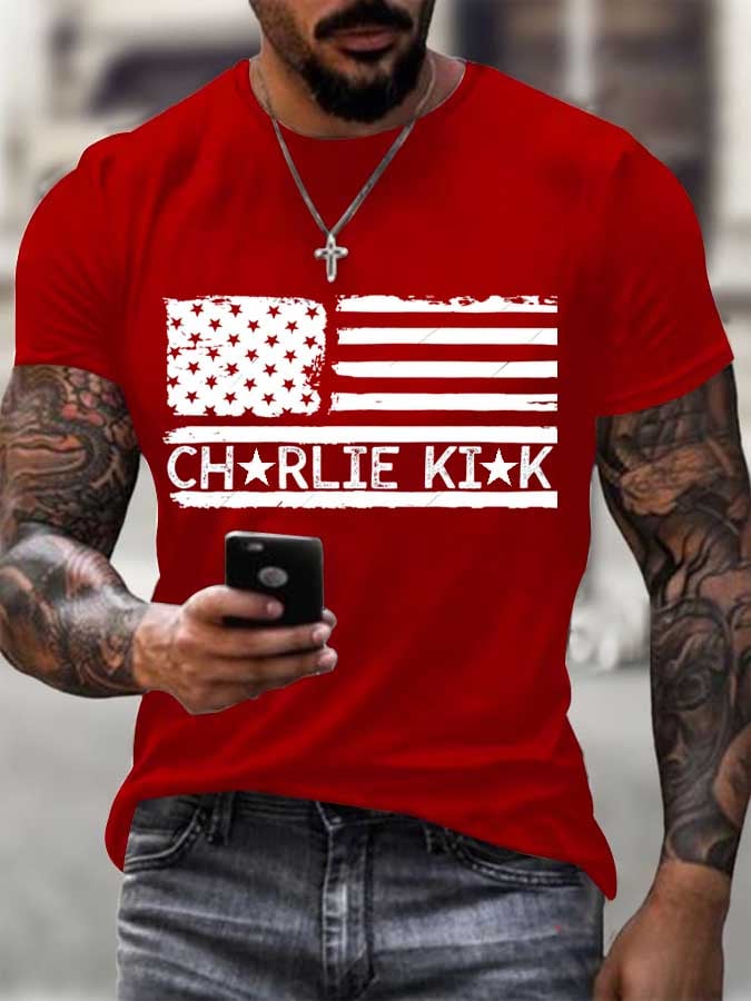 Men's Freedom Flag Print T-Shirt