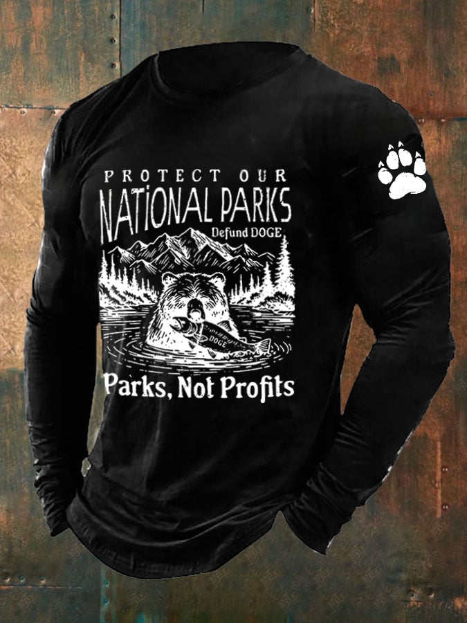 Men's Protect Our National Parks Print Long Sleeve Top