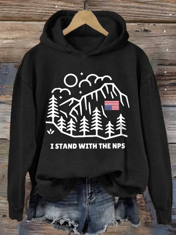 Retro I Stand With The NPS National Park Support Print Hoodie