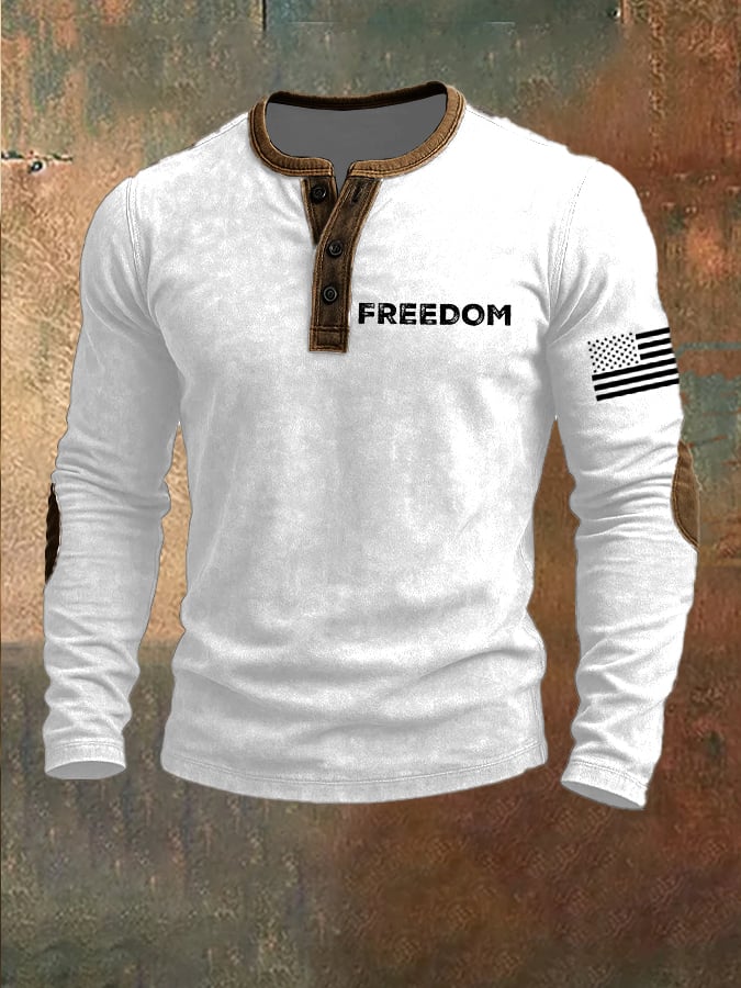 Men's freedom Print Henley Top