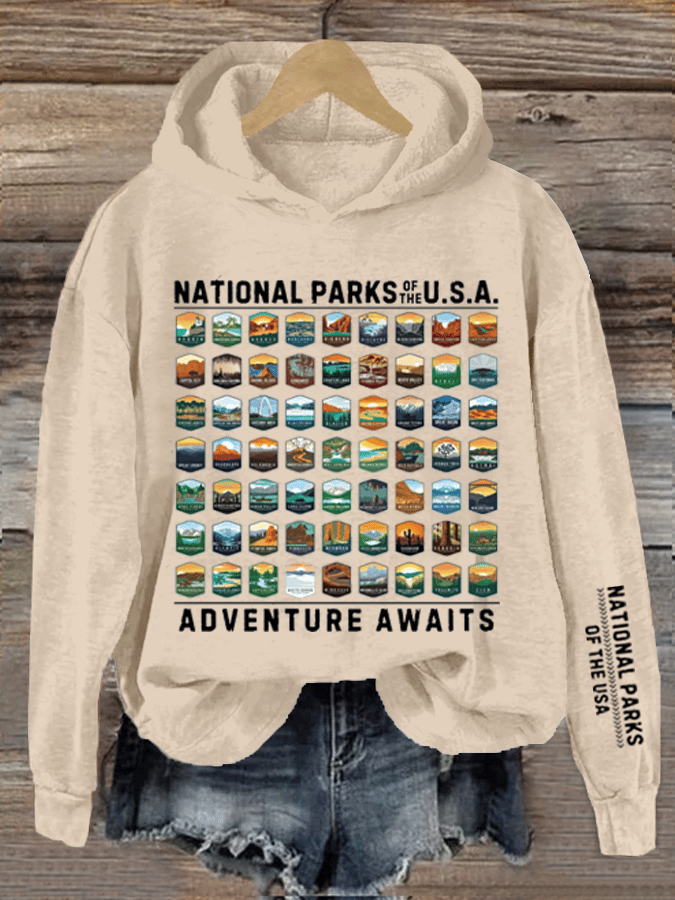 Women's National Parks Of The USA Heat Transfer Hood Sweatshirt