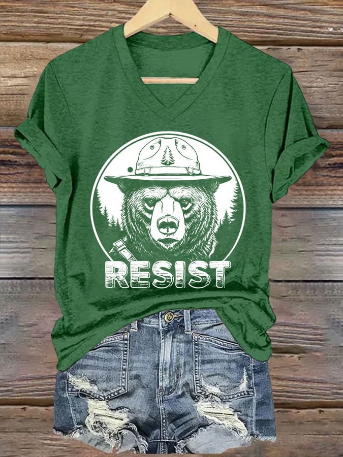 Women's Protect Our National Parks Print V Neck T-Shirt