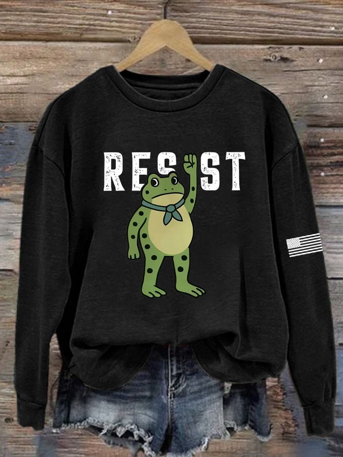 Women's Portland Frog Print Casual Sweatshirt