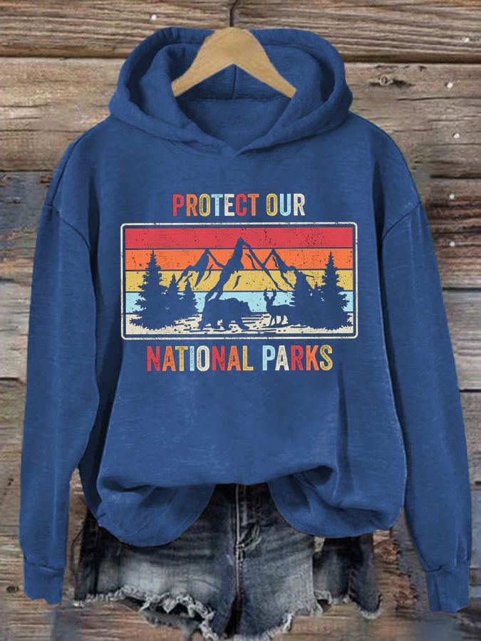Women's Retro Retro Protect Our National Parks Printed Hoodie