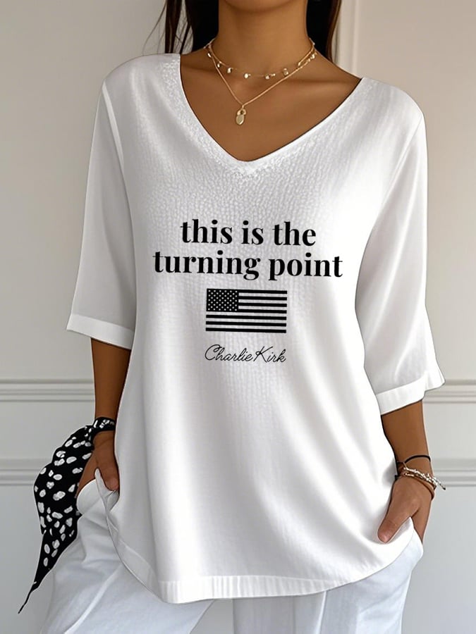 Women's Retro This Is The Turning Point Print T-Shirt