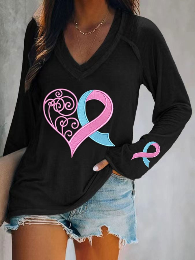 Women's Pink Breast Cancer Love Long Sleeve T-Shirt