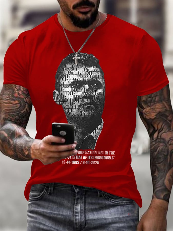 Men's Retro A True Patriot The Greatness Of Our Nation Lies In The Power And Potential Of Its Individuals Print T-Shirt