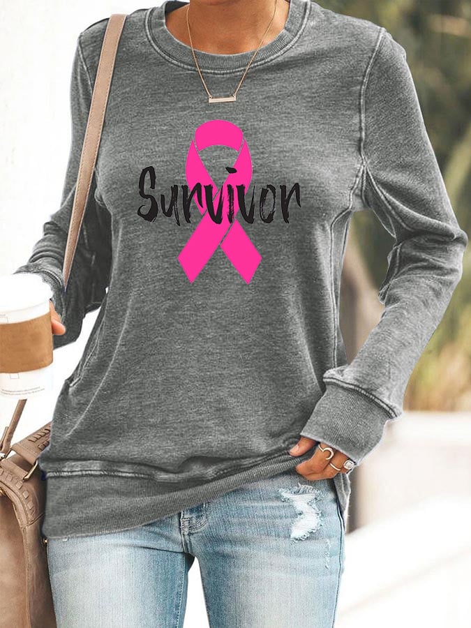 Women's Breast Cancer Survivor Crew Neck Sweatshirt