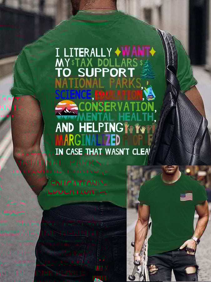 Men's Support Our National Parks Printed Round Neck T-Shirt