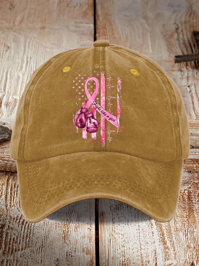 Women's Casual Breast Cancer Awareness Print Baseball Cap
