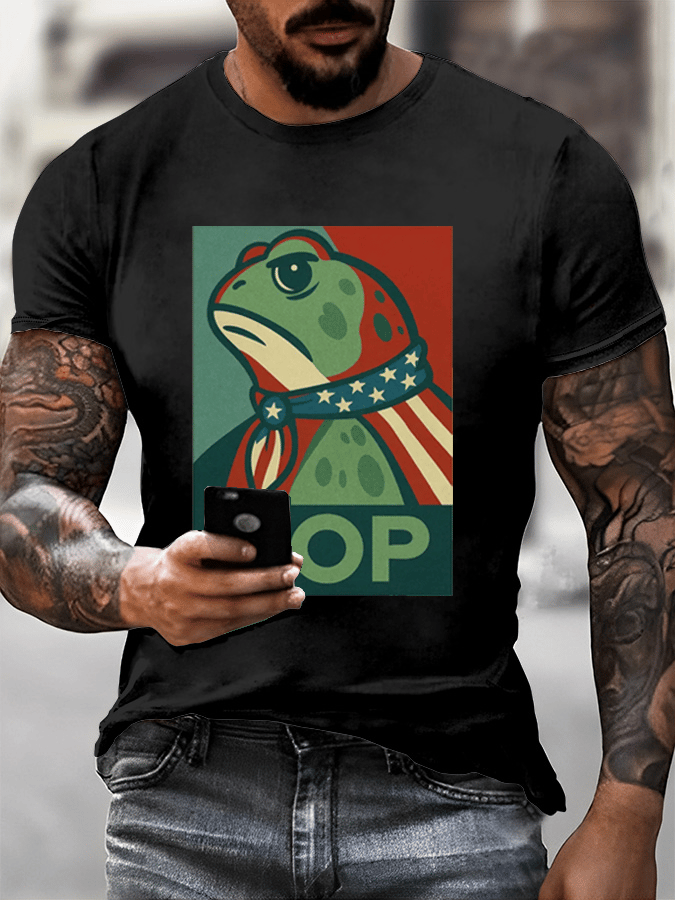 Men's Hop Portland Frog Printed Casual T-Shirt