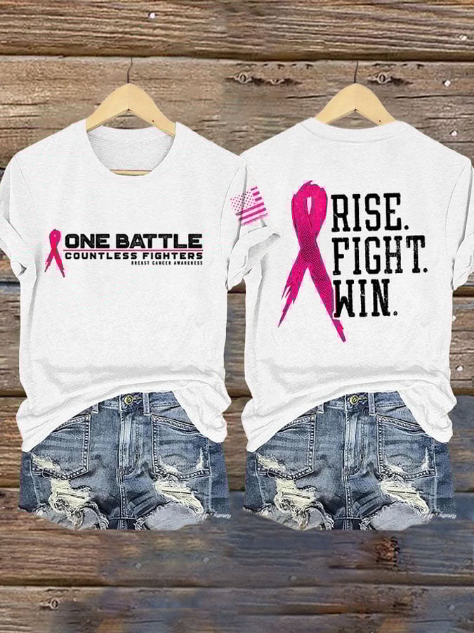 Women'S Breast Cancer Print Short Sleeve T-Shirt