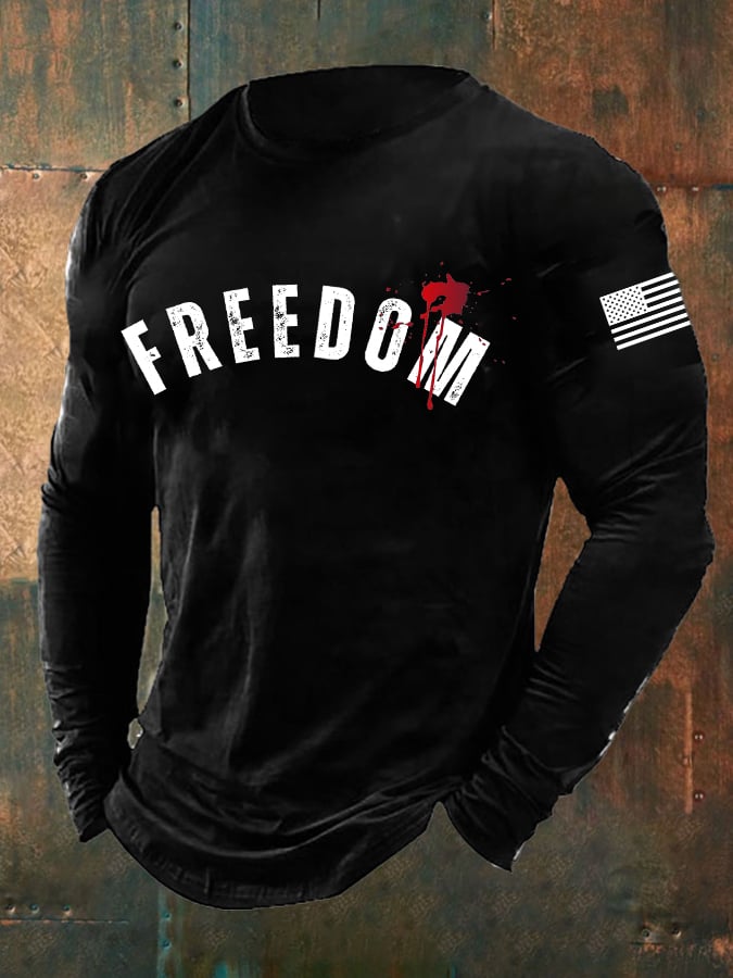 Men's Freedom Printed Round Neck T-Shirt