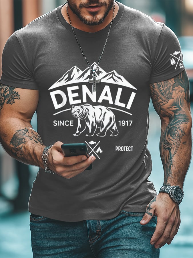 Men's Protect Our National Parks Printed Round Neck T-Shirt