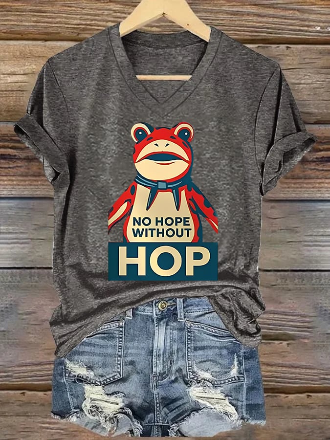 V-neck Women's no hope without hop Printed Casual T-Shirt