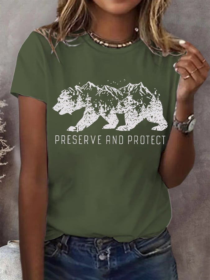 Women's Preserve And Protect Print Round Neck T-Shirt