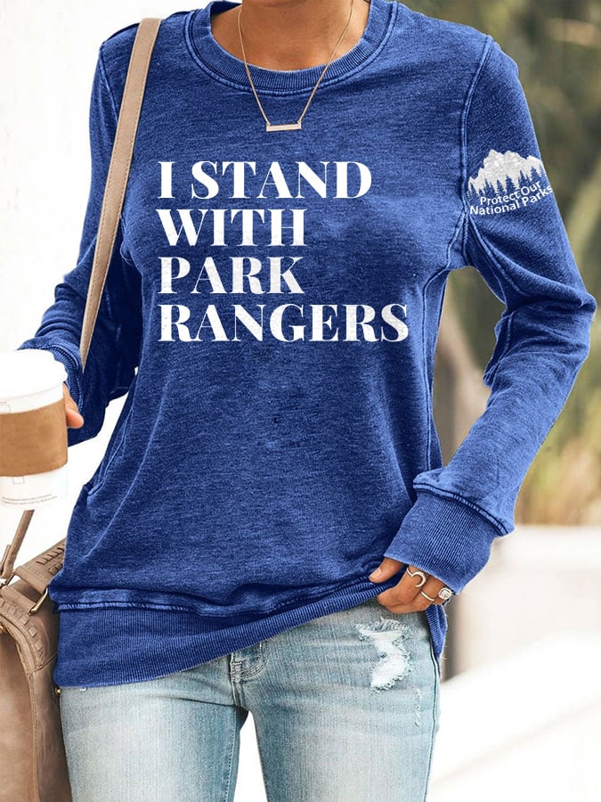 Retro I Stand With Park Rangers Protect Our National Parks Print Sweatshirt