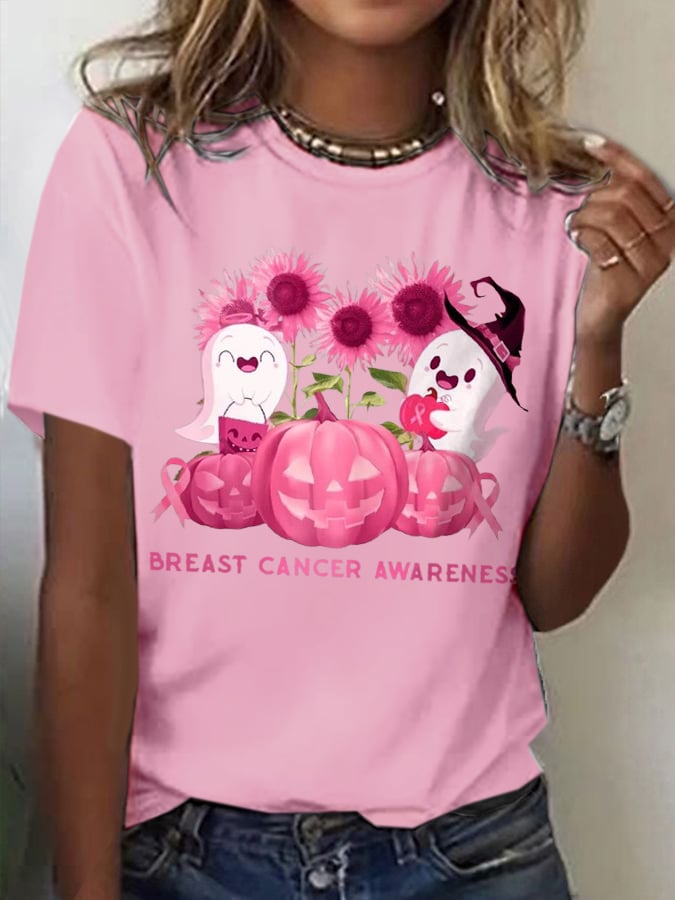 Women's Breast Cancer Printed Casual T-Shirt