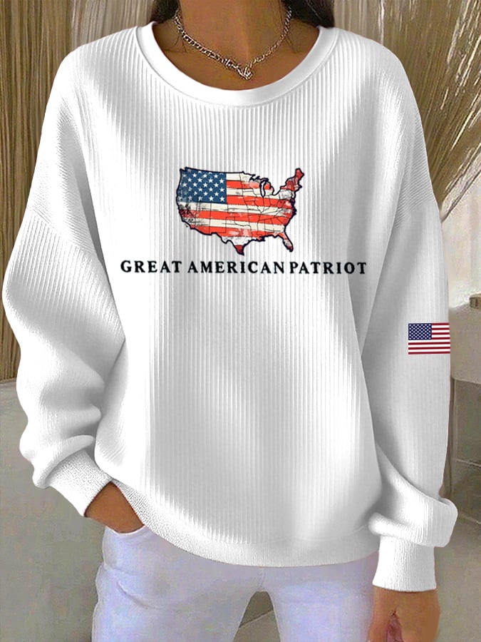 Women's Print Knit Crew Neck Long Sleeve Top