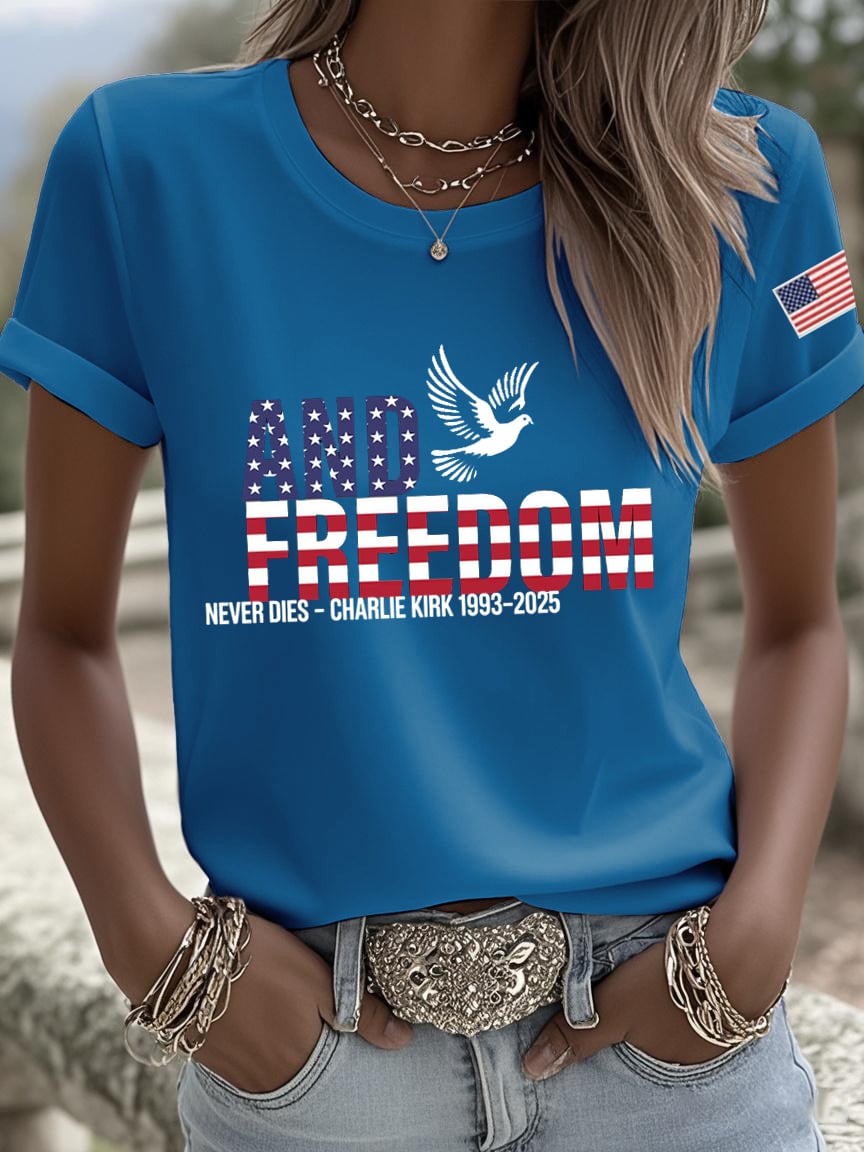 Women's Peace and Freedom American Heroes Print Crew Neck T-Shirt