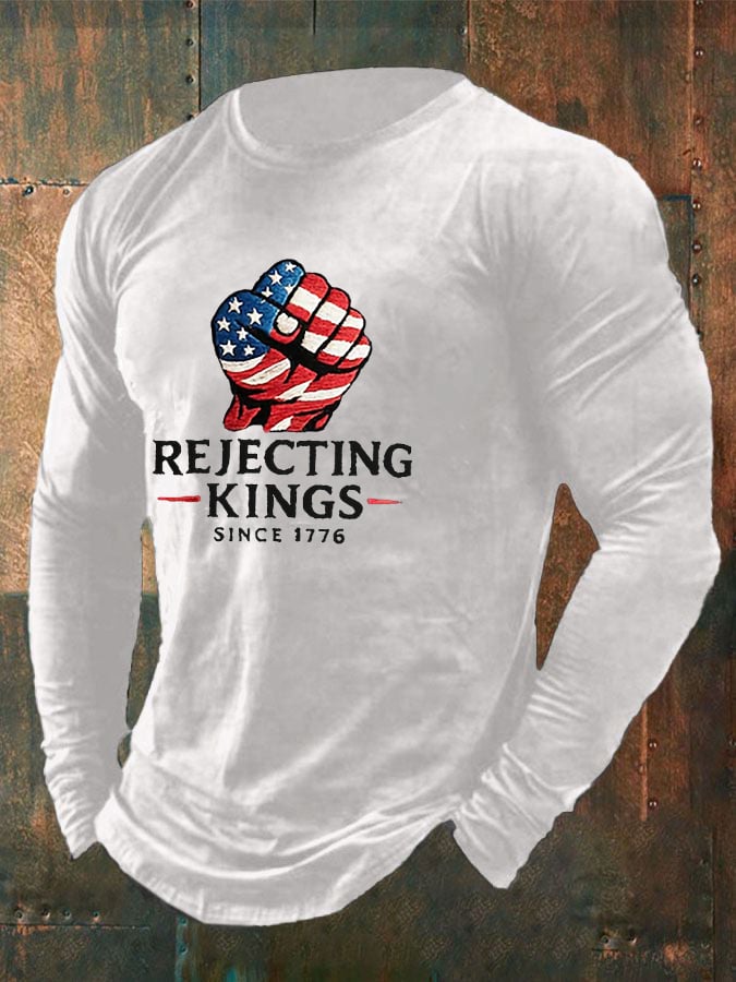 Men'S “Rejecting Kings Since 1776” Print Casual T-Shirt