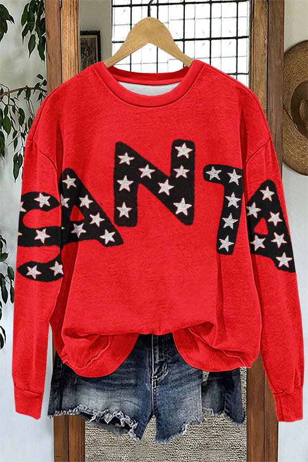 Christmas SANTA Santa Claus Print Sweatshirt